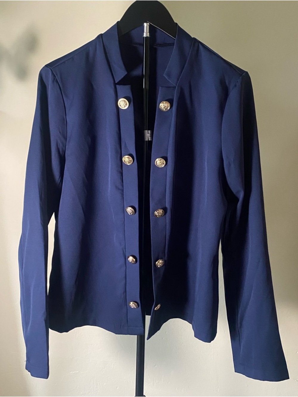 SHEIN Navy Double-Breasted Gold Button Blazer Jacket